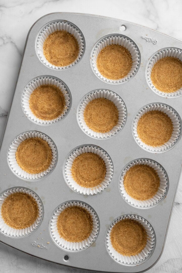 Graham cracker crust in muffin pan