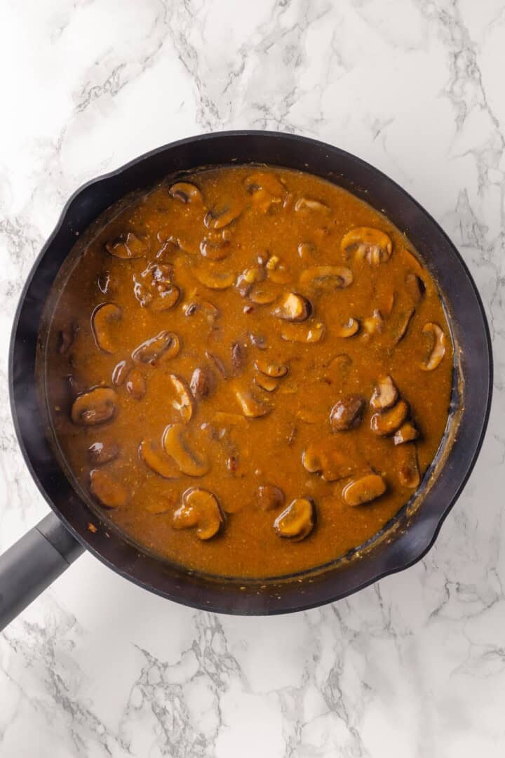 Mushroom sauce in skillet