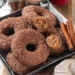 Plate of vegan apple cider donuts.