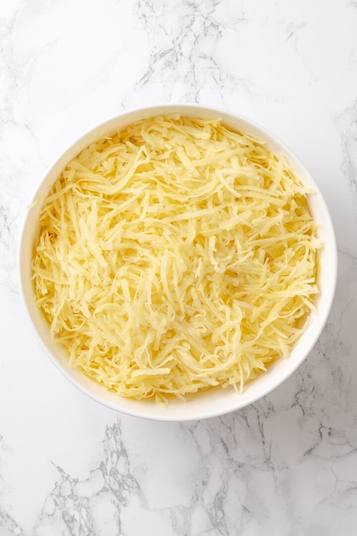 Hashbrowns in large bowl.