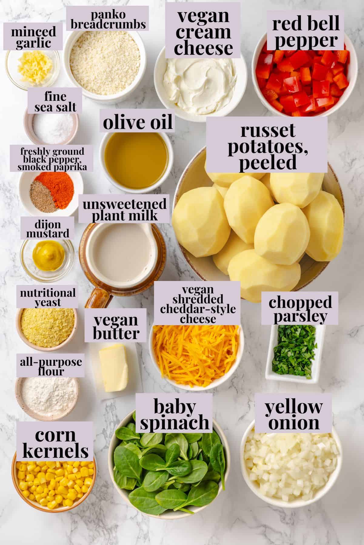 Ingredients for loaded hashbrown casserole.