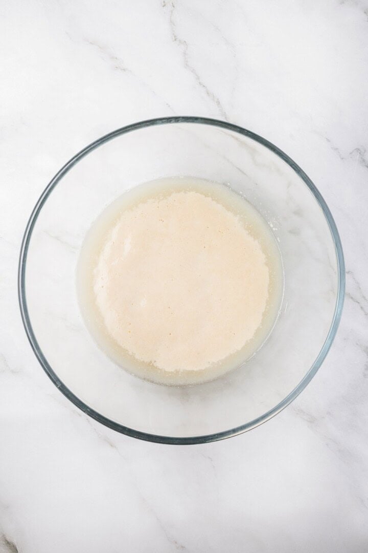 Tender and warm, with a perfect pocket in the middle, this easy homemade pita bread recipe gives your wraps, dips and sandwiches an upgrade! Bloomed yeast in bowl.