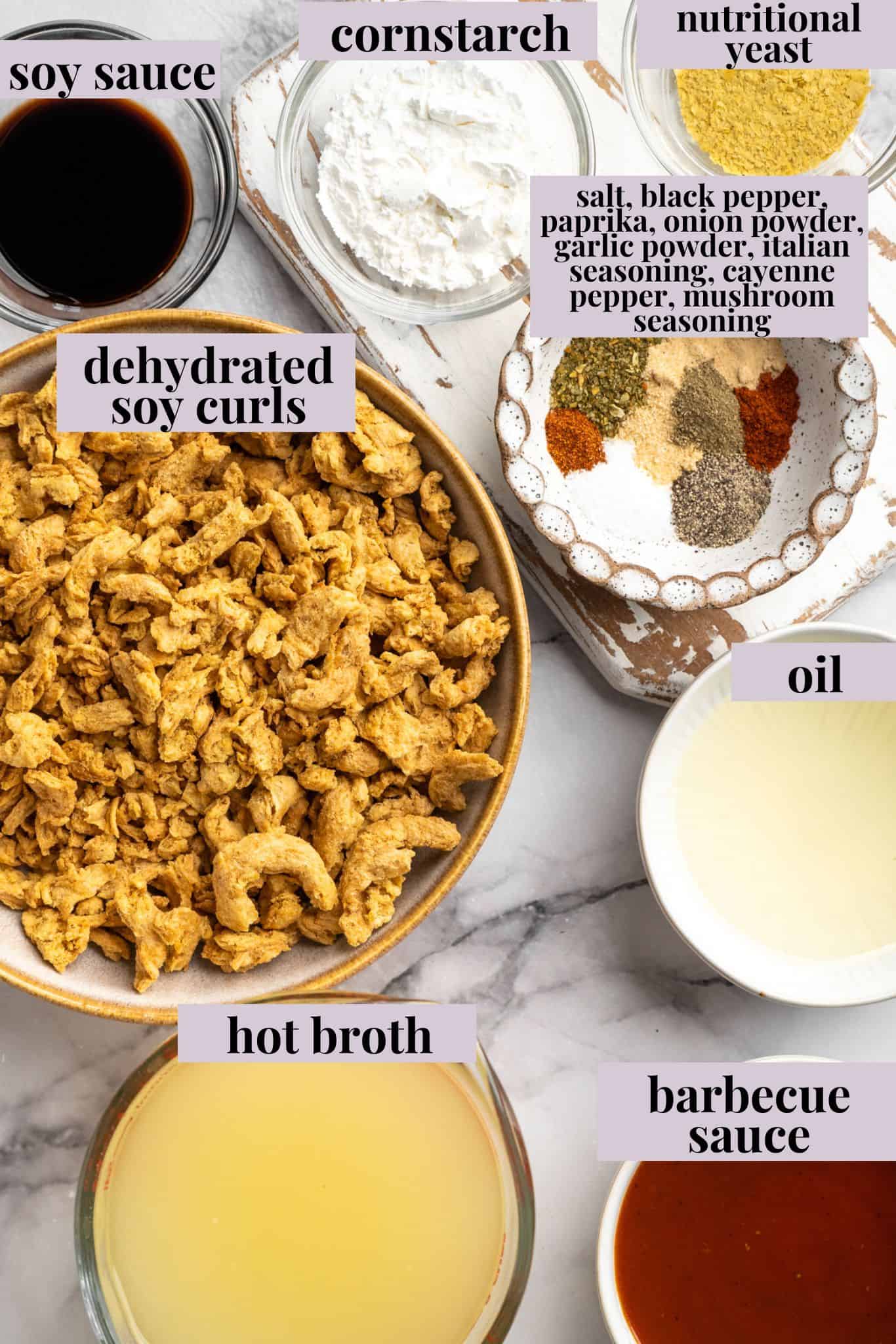 A little bit crispy, budget-friendly and packed with bold flavour, these BBQ soy curls are an easy vegan staple you’ll make again and again! Ingredients for BBQ soy curls