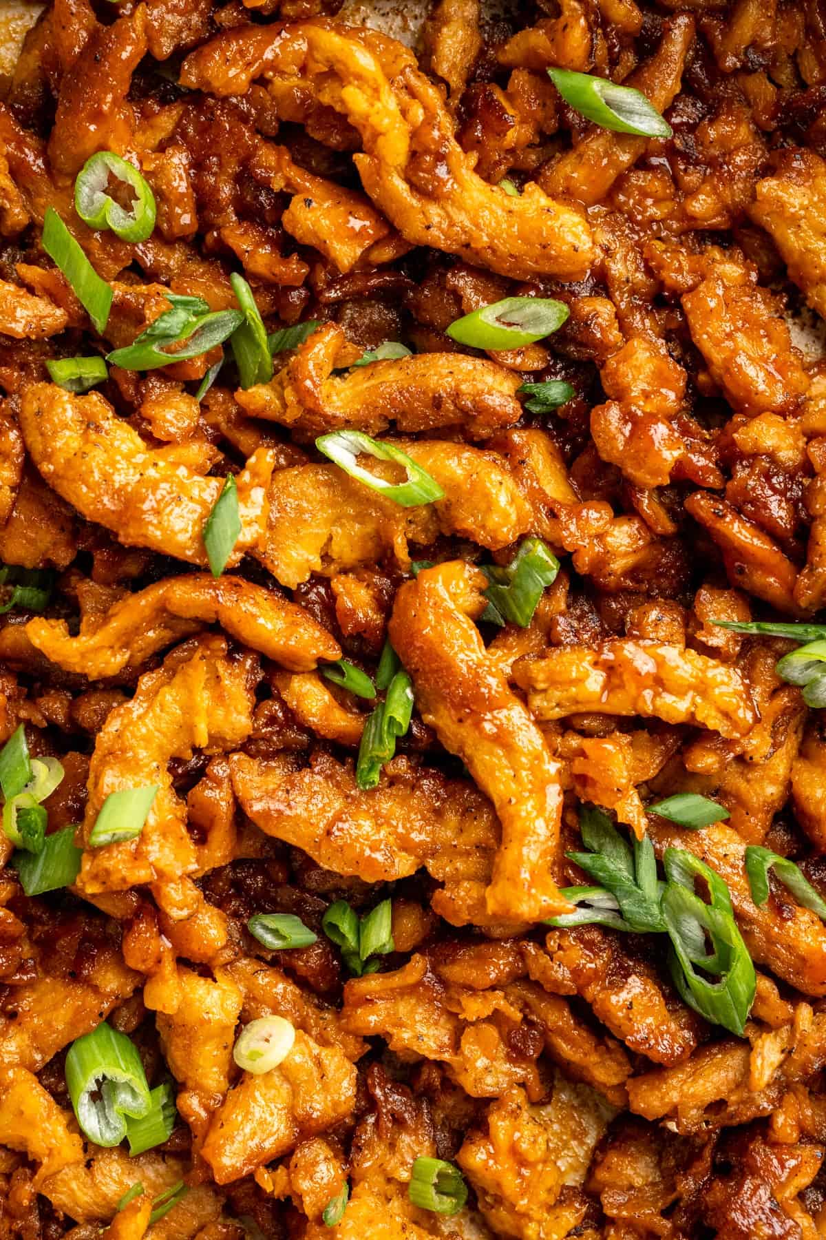A little bit crispy, budget-friendly and packed with bold flavour, these BBQ soy curls are an easy vegan staple you’ll make again and again! BBQ soy curls with green onions.