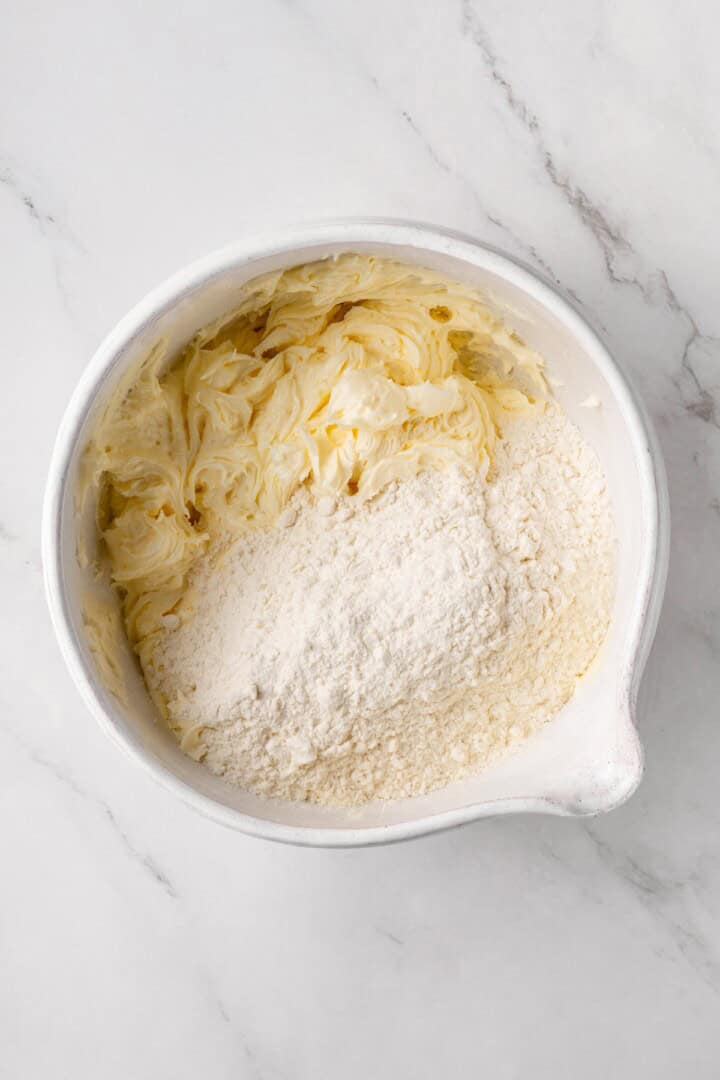 Buttery, melt-in-your-mouth and coated in powdered sugar, these vegan Mexican wedding cookies have everything you love about the original! Dry ingredients added to creamed butter and sugar in bowl.