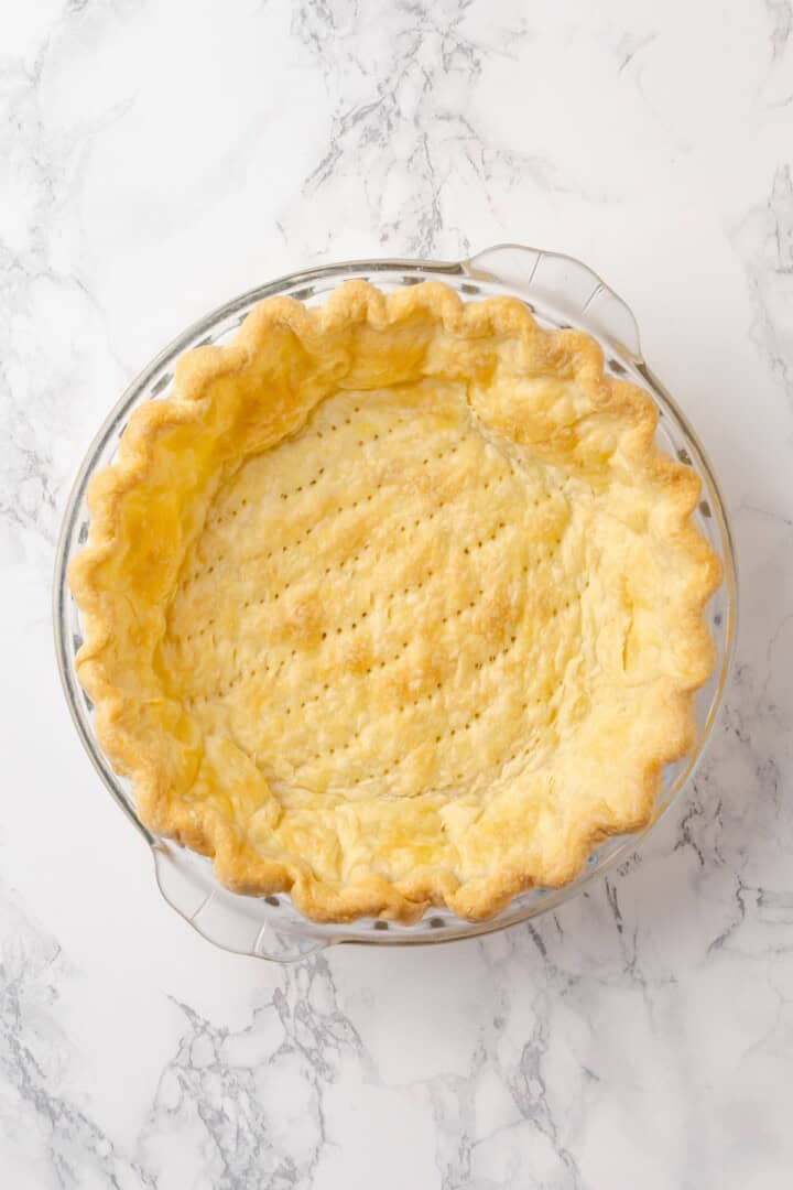 Vegan pie crust in pan.