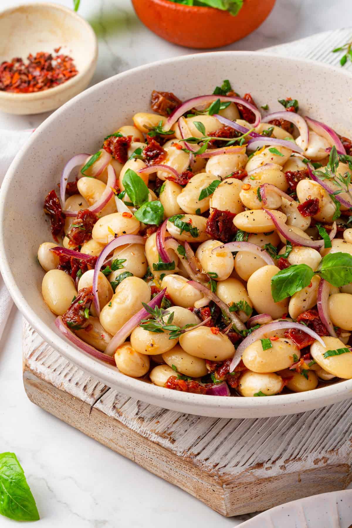 Marinated White Beans with Fresh Herbs & Sun-Dried Tomatoes