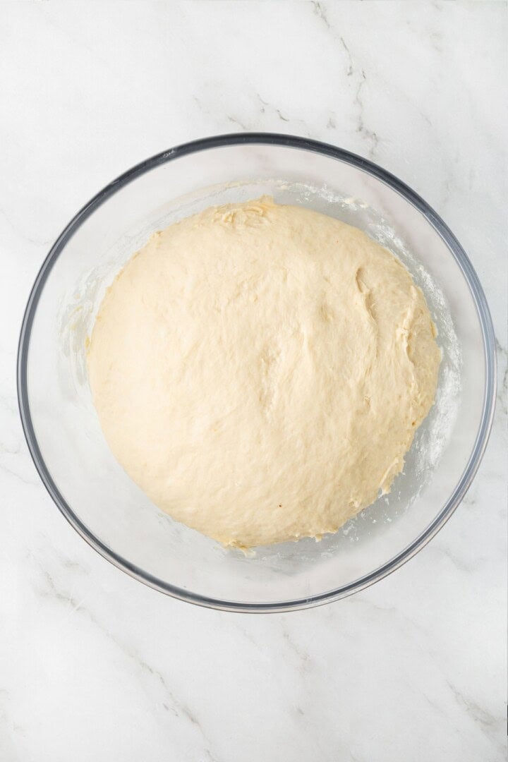 This easy vegan Sandwich Bread Recipe is a home baker's dream. Soft and pillowy with a subtle richness, it's a major upgrade to any sandwich. Vegan sandwich bread dough before the first rise.