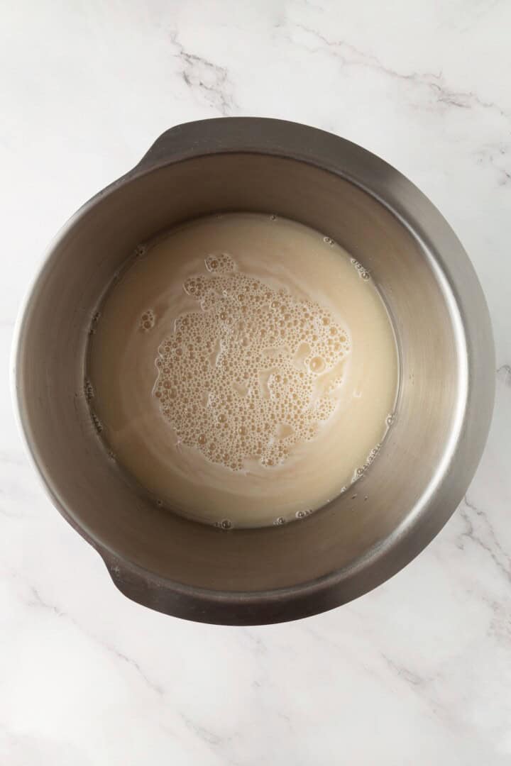 Looking for the perfect slice to build your PB&J or avocado toast on? This soft, tender whole grain sandwich bread is for you. Warm water and yeast in a bowl.