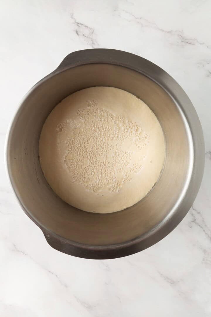 Looking for the perfect slice to build your PB&J or avocado toast on? This soft, tender whole grain sandwich bread is for you. Activated yeast in warm water in a bowl.