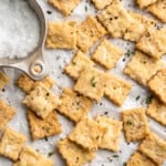Sourdough crackers with flaky sea salt.