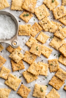 Sourdough crackers with flaky sea salt.