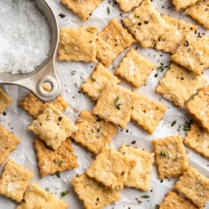 Sourdough crackers with flaky sea salt.