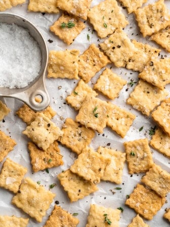 Sourdough crackers with flaky sea salt.